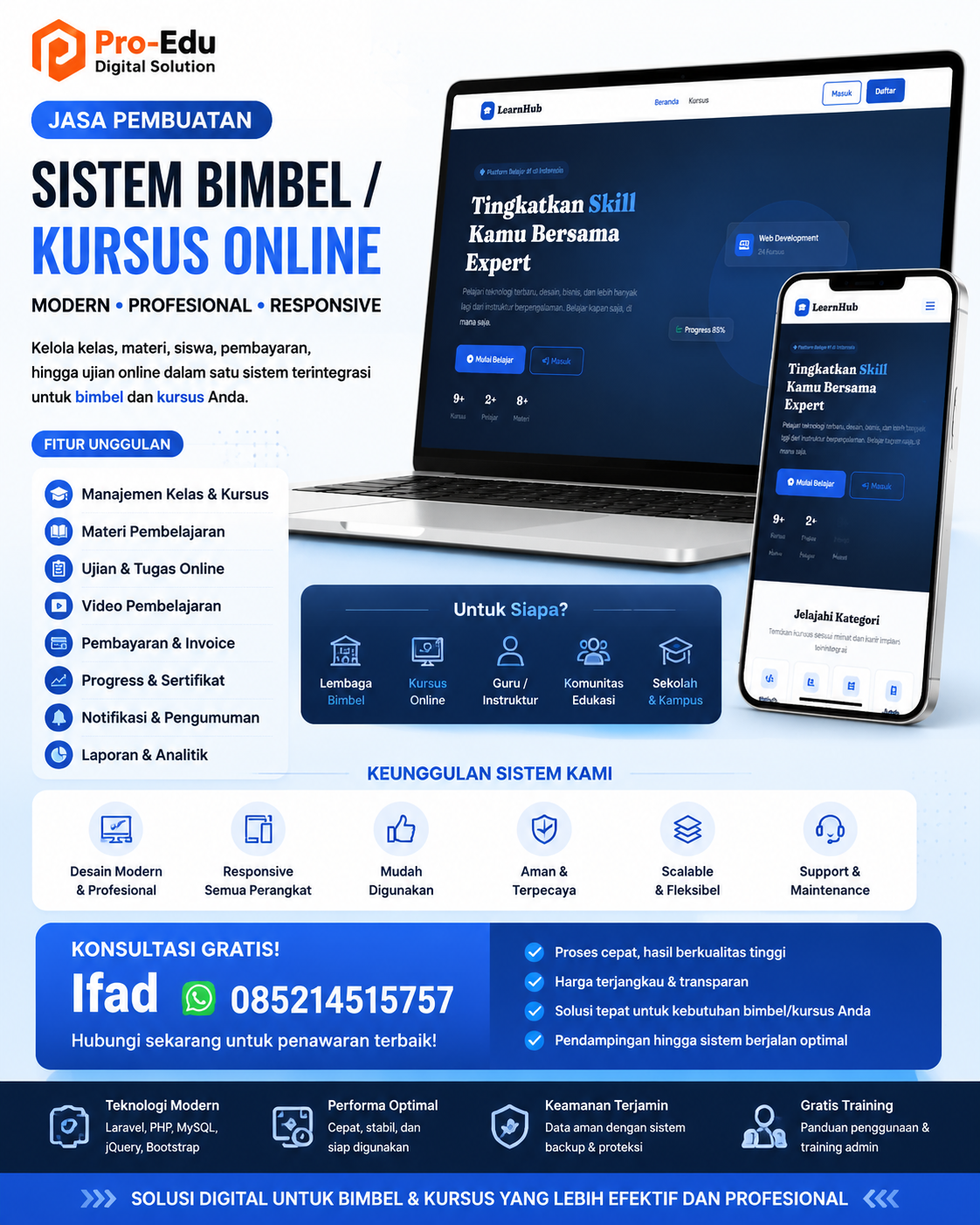 Flyer Jasa Pembuatan Aplikasi Bimbel dan Kursus Online