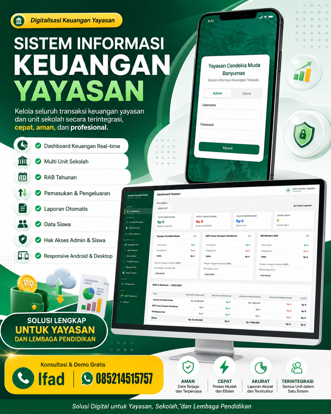 Tampilan Sistem Informasi Keuangan Yayasan Pro-Edu