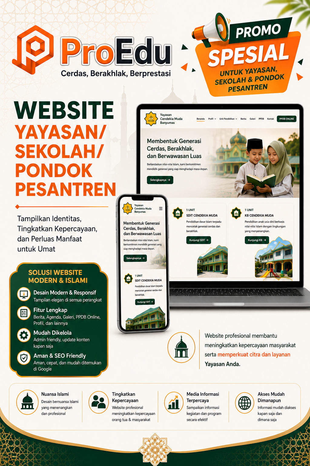 Flyer Jasa Website Yayasan, Sekolah, dan Pondok Pesantren
